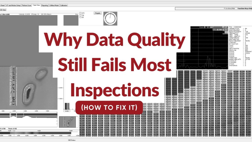 Ultrasonic testing inspection showing clean vs noisy data quality comparison in industrial scanning